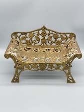 Panchina Settee da giardino in miniatura in metallo fuso goffrato floreale stile vittoriano antico