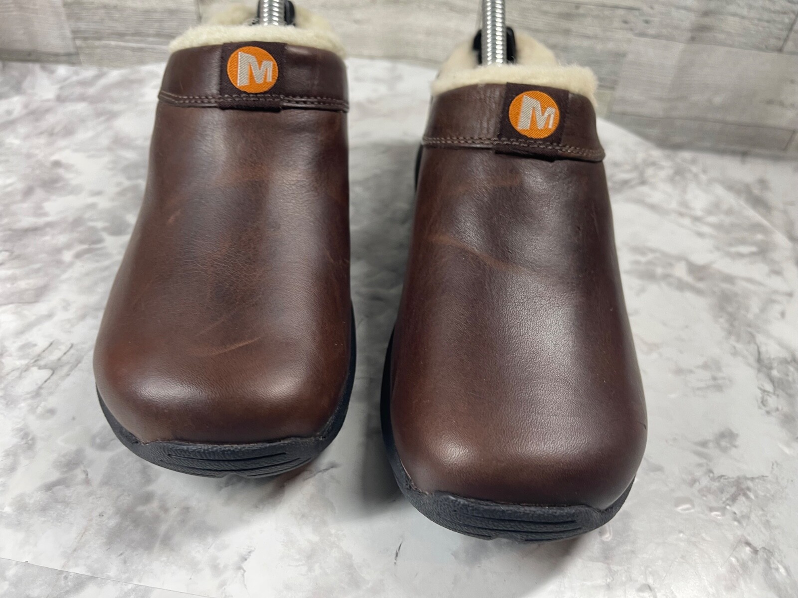 Mocassino Merrell Mules donna 7M Primo Chill scarpe marrone pelle lana zoccoli slip on