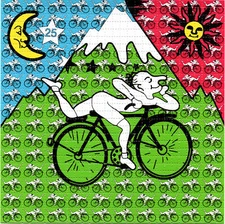 SMALL Bicycle Day Hofmann BLOTTER ART perforated sheet paper psychedelic art
