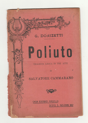 POLIUTO G. DONIZETTI Verse SALVATORE CAMMARANO Lyrik Verlag Madella 1912