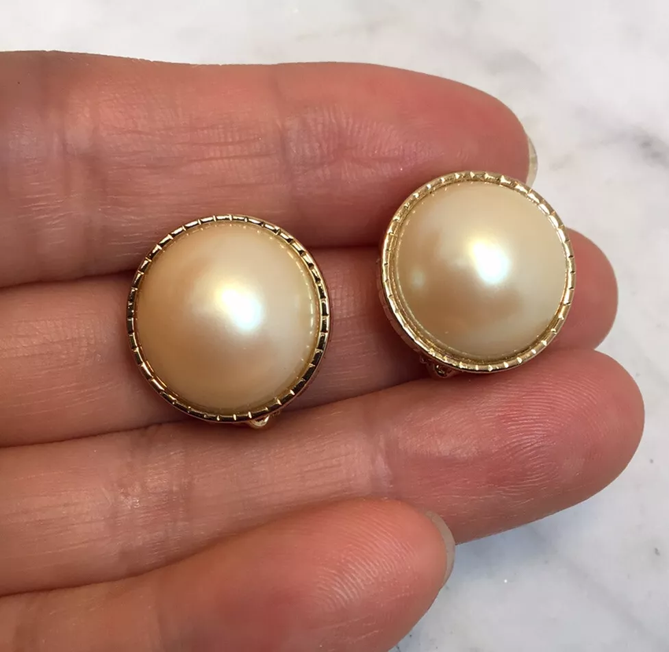Faux pearl clip on cheap earrings
