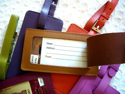Luggage ID Tags Leather Traveling Women's Men's Luggage Tags Name Address Holder