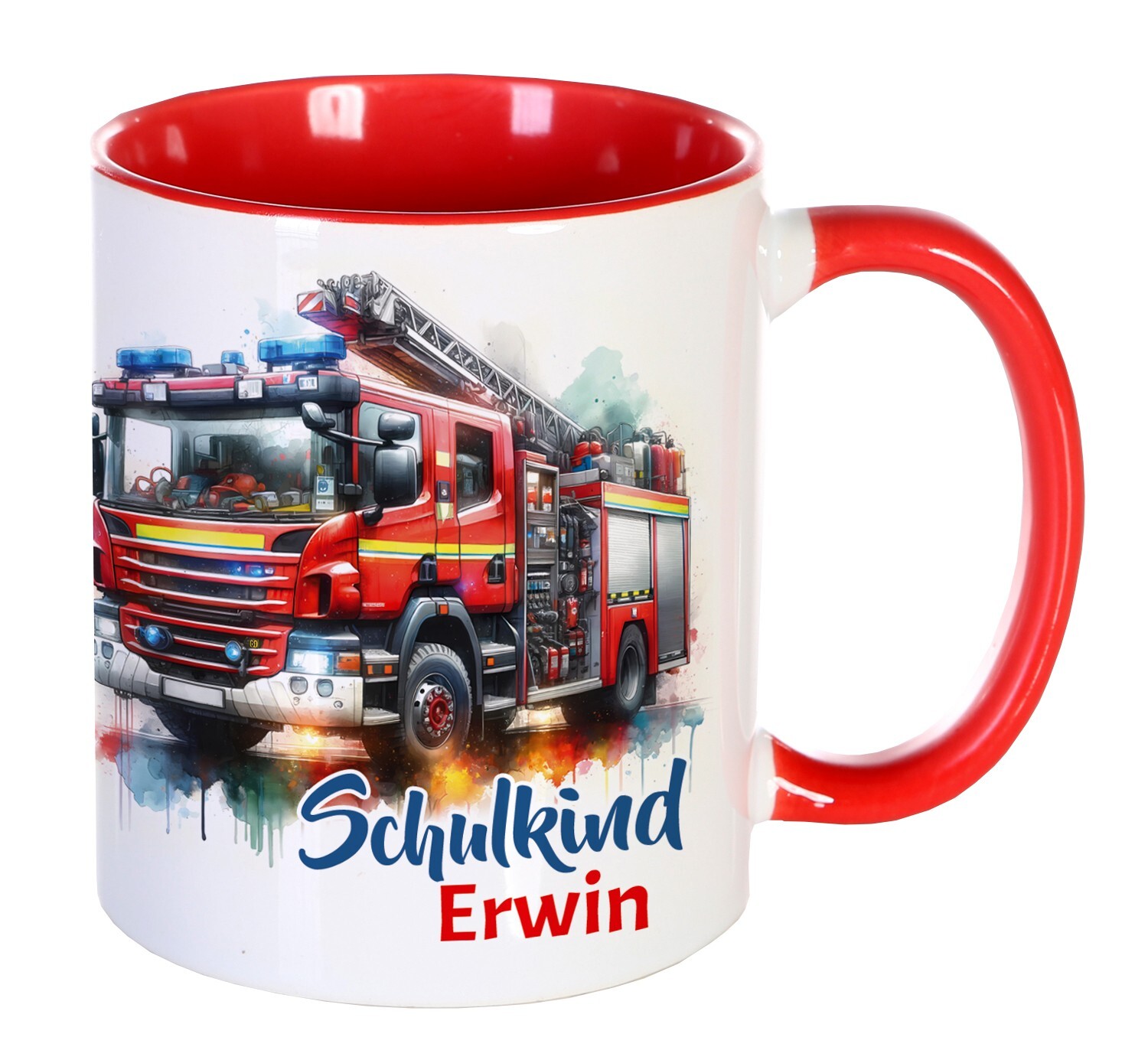 Tasse Schulkind Feuerwehr mit Name Geschenk Schulanfang Schultüte Einschulung