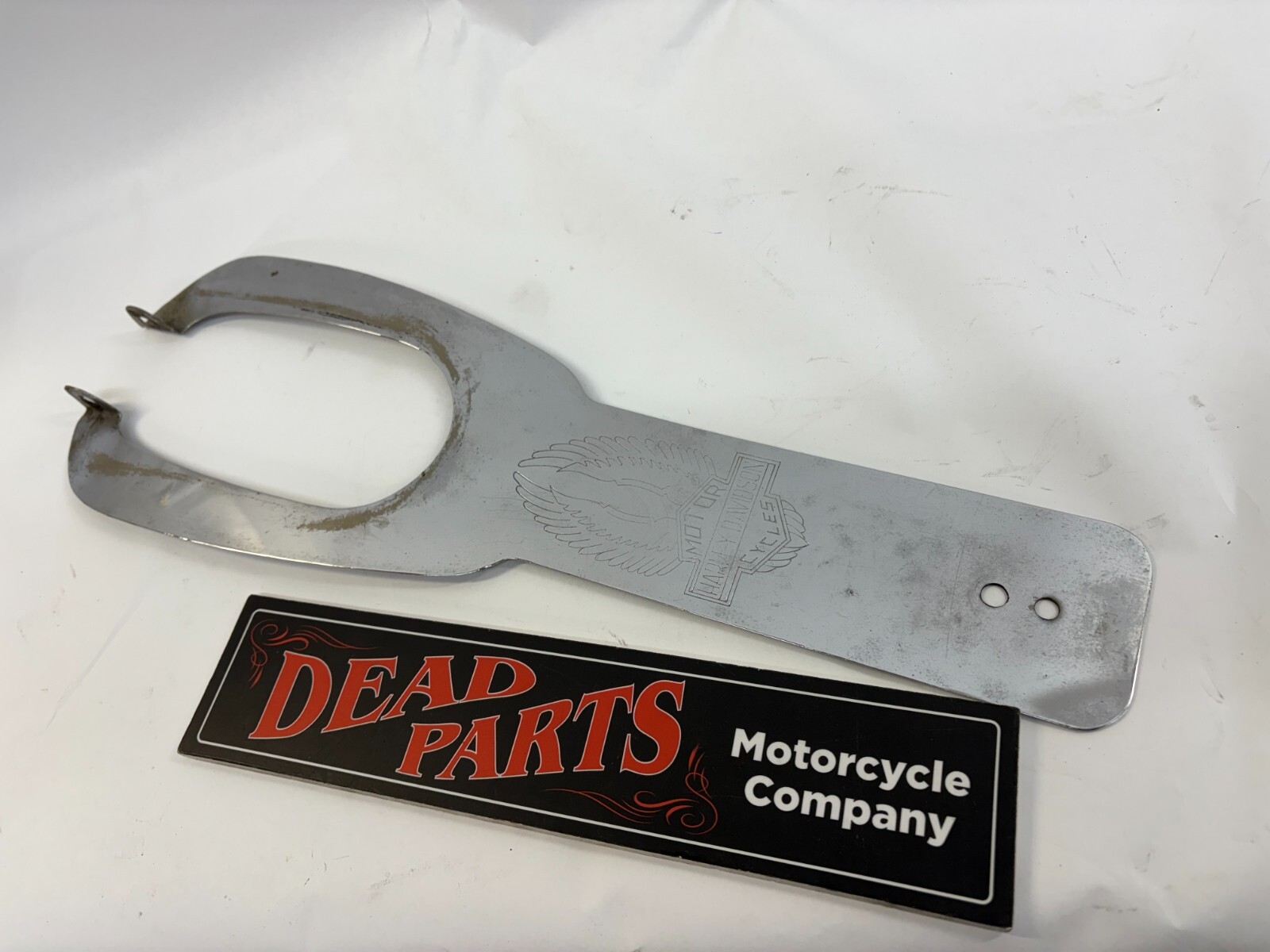 Harley winged Bar & Shield Shovelhead Fatbob chrome engraved gas tank dash trim