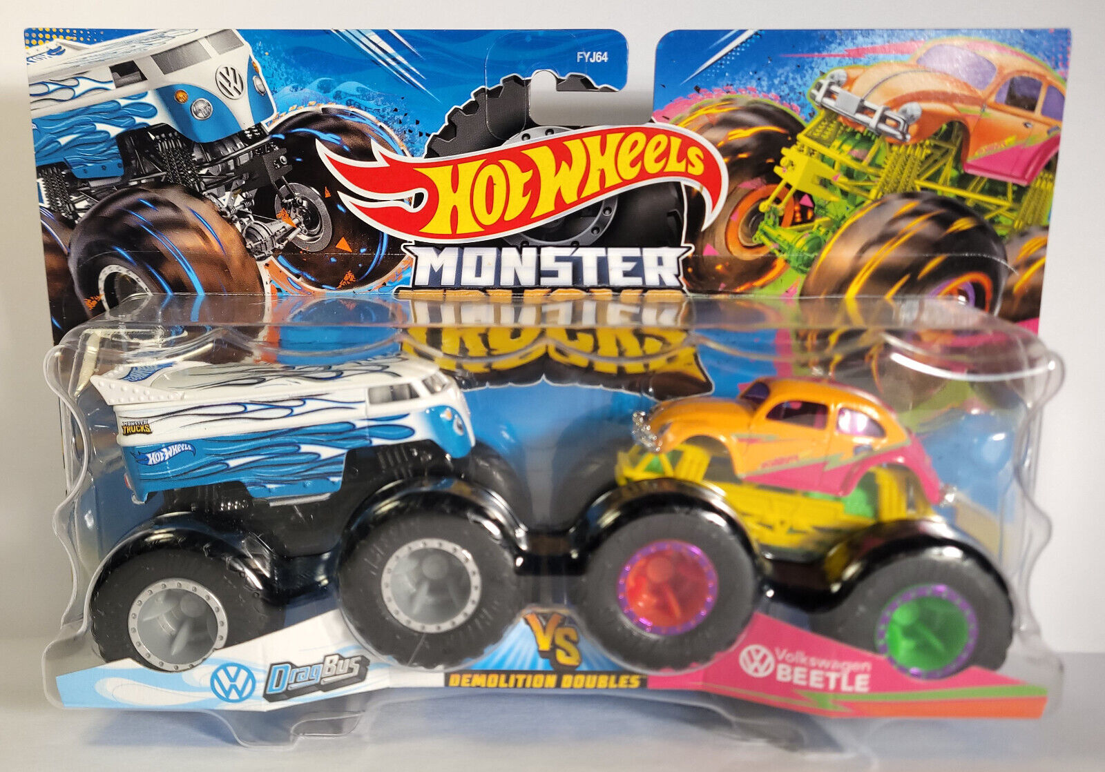 MATTEL Pack de 2 Monster Trucks double démolition 1/64ème - Hot