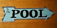 POOL Right Arrow Sign Metal Tiki Bar Tropical Beach House Nautical Summer Decor