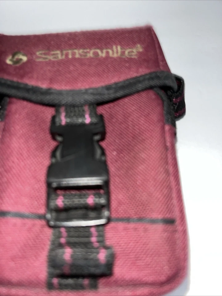 Samsonite Estuche para Cámara Bolsillo con Cremallera Bolso de Hombro Borgoña Negro Bolsa de Lona 6.5x4" Foto 2 de 4