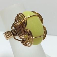 Handmade Gem Cabochon YGF Wire Wrapped Ring Size 8