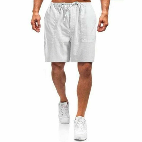 Men's Cotton Linen Shorts Drawstring Summer Baggy Loose Half Pants Trousers US - Picture 16 of 17