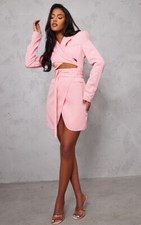 PrettyLittleThing Women's Wrap Around Blazer Mini Dress - Pink - (US 4 Tall)NEW