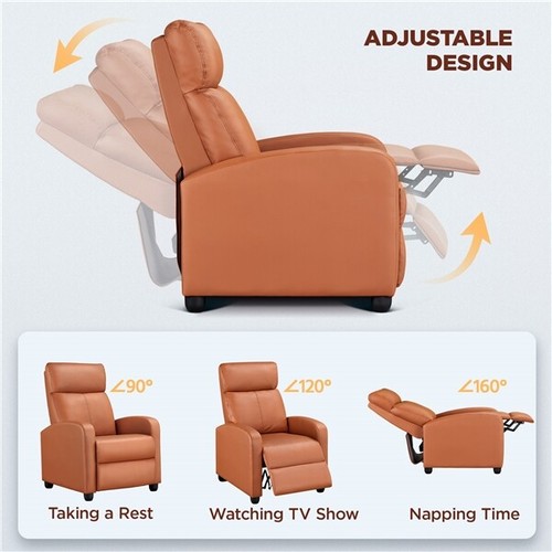 Recliner Armchair Sofa Chair Modern Single Leather w/Padded Seat for Living Room - Picture 4 of 12