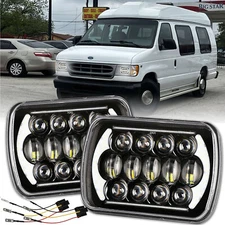 For Ford E-100 E-150 E-250 E-350 Econoline Club Wagon Van 5x7" 7x6 Led Headlight