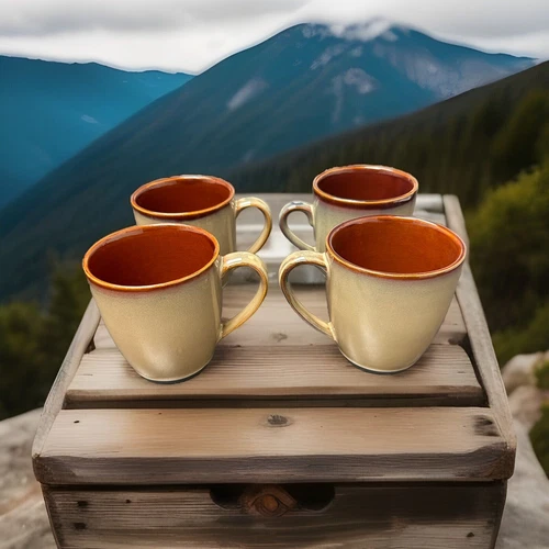 SANGO Nova Brown #4933 Set of 4 Coffee Mugs/Cups