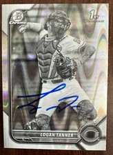 Logan Tanner Auto Signed 2022 Bowman Draft Chrome RayWave #BDC-55