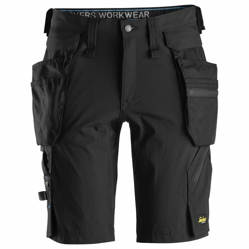 Snickers 6108 Black/Black (0404) LiteWork Shorts+ Detachable Holster Pockets