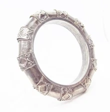 Boho Gun Metal Grey Tone India Rattle Bangle Bracelet ... #261