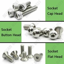 2 -56 4 -40 Socket Hex Cap Head Button Head Hex Flat head Screws Bolts 304SS-A2
