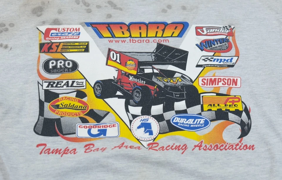 Camiseta gráfica vintage Grunge Tabara Tampa Racing Association Jim Childers XL Foto 4 de 4