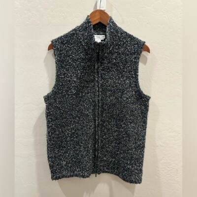 Cold Water Creek Chunky Thread Vest Small Gray Zip Up Side Pockets