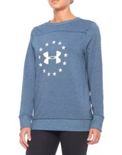  55 Under Armour Freedom Threadborne Sweatshirt Women  s SMALL Blue 1305245 NWT