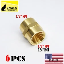6 PCS 1/2" NPT Thread Female Hex Union Brass Coupling Fitting