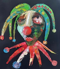 Original abstract painting oil on paper 9.5x11 in by Anastasiya Kimachenko