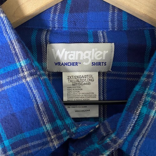 Vintage 90's Wrangler Wrancher Men's Long Sleeve Flannel, Pearl Snaps, 2XL - Picture 6 of 7