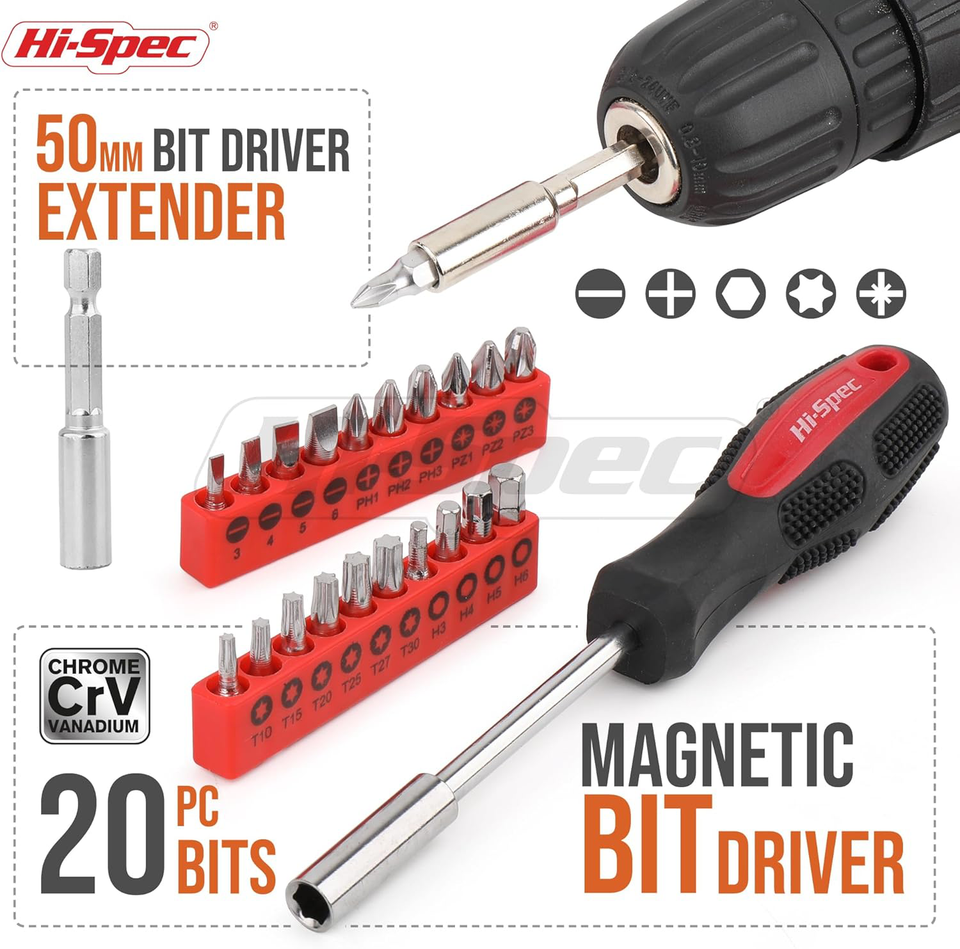 Hi-Spec Tools Kit Set for Home & Office 39 Piece- Comprehensive Tool ...