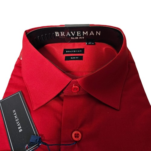 Camicia abito BRAVEMAN rossa abbottonata slim XL collo 17-17,5 - Foto 3 di 6