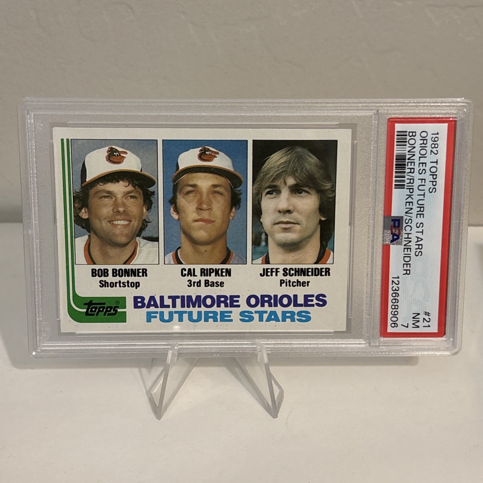 1982 Topps - Future Stars Cal Ripken, Jeff Schneider, Bobby Bonner ROOKIE Psa 7 view 1