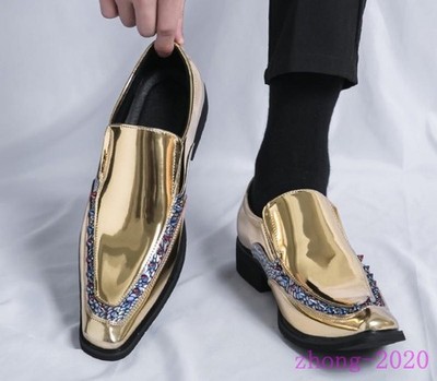Men's Faux Leather Rivets Pointed Toe Shoes Clubwear Casual Stage Party Loafers