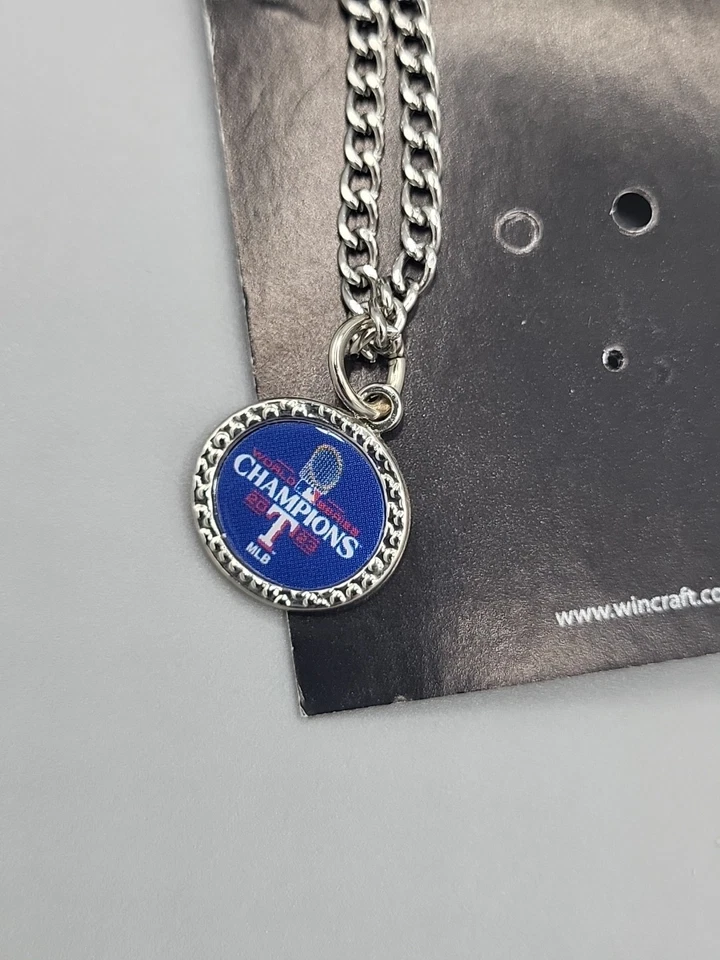 2023 MLB World Series Texas Rangers Pin, Keychain, Necklace Collector Lot - Image 3 of 4