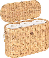 Toilet Paper Storage, Water Hyacinth Baskets with Lid, Toilet Paper Baskets for