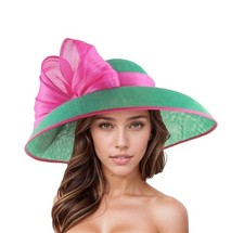 Emerald Kelly Green Hot Pink Fuchsia Pink Ascot Tea Party Hats Kentucky Derby