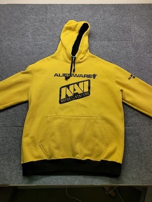 Alienware Gaming Hoodie Mens L Yellow  Pullover Sweatshirt Natus Vincere Rare!