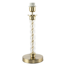 Satin Gold Table Lamp Base with Twisting Clear Glass Designer Feature by Happ...