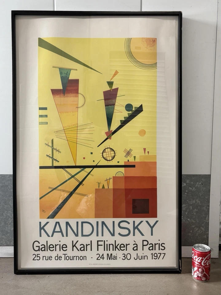 🔥 Póster artístico constructivismo KANDINSKY abstracto vintage de París moderno de los años 70 RARO Foto 3 de 4