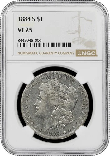 1884-S Morgan Silver Dollar NGC VF25 $1 Better Date Key Issue