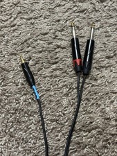 3.5mm 1/8" TRS to Dual 6.35mm 1/4" TS Mono Stereo Y-Cable Splitter Cord