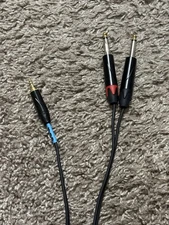 3.5mm 1/8" TRS to Dual 6.35mm 1/4" TS Mono Stereo Y-Cable Splitter Cord