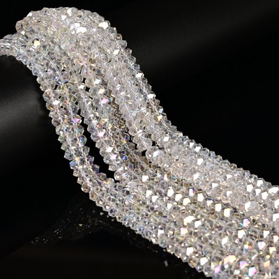 Clear AB K9 Crystal Glass Faceted Rondelle Beads Size 2x4mm 4x8mm 15.5'' Strand