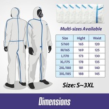 Medical Grade Hazmat Disposable PPE Elasticated Hood Coverall Suit Elastic Wrist