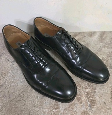 Johnston & Murphy Mens 9.5 D Melton Dress Shoes Black Leather Cap Toe Oxfords