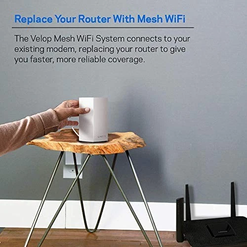 LINKSYS VELOP MESH HOME WIFI SYSTEM 4,500 SQ. FT COVERAGE WHW0103 - WHITE - Image 3 of 4
