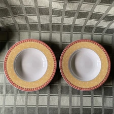 2 Villeroy & Boch SWITCH PLANTATION SAFRAN Rimmed Soup / Dessert bowls Anno 1748