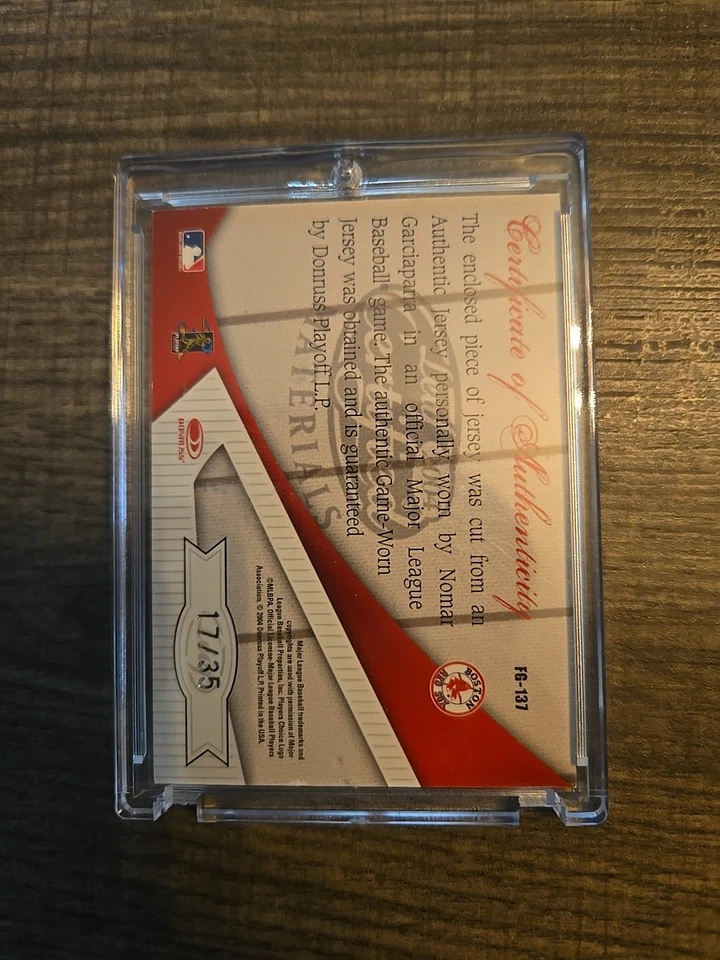 2004 Leaf Certified Materials NOMAR GARCIAPARRA Fabric of the Game STATS 11/35 - Image 4 of 4