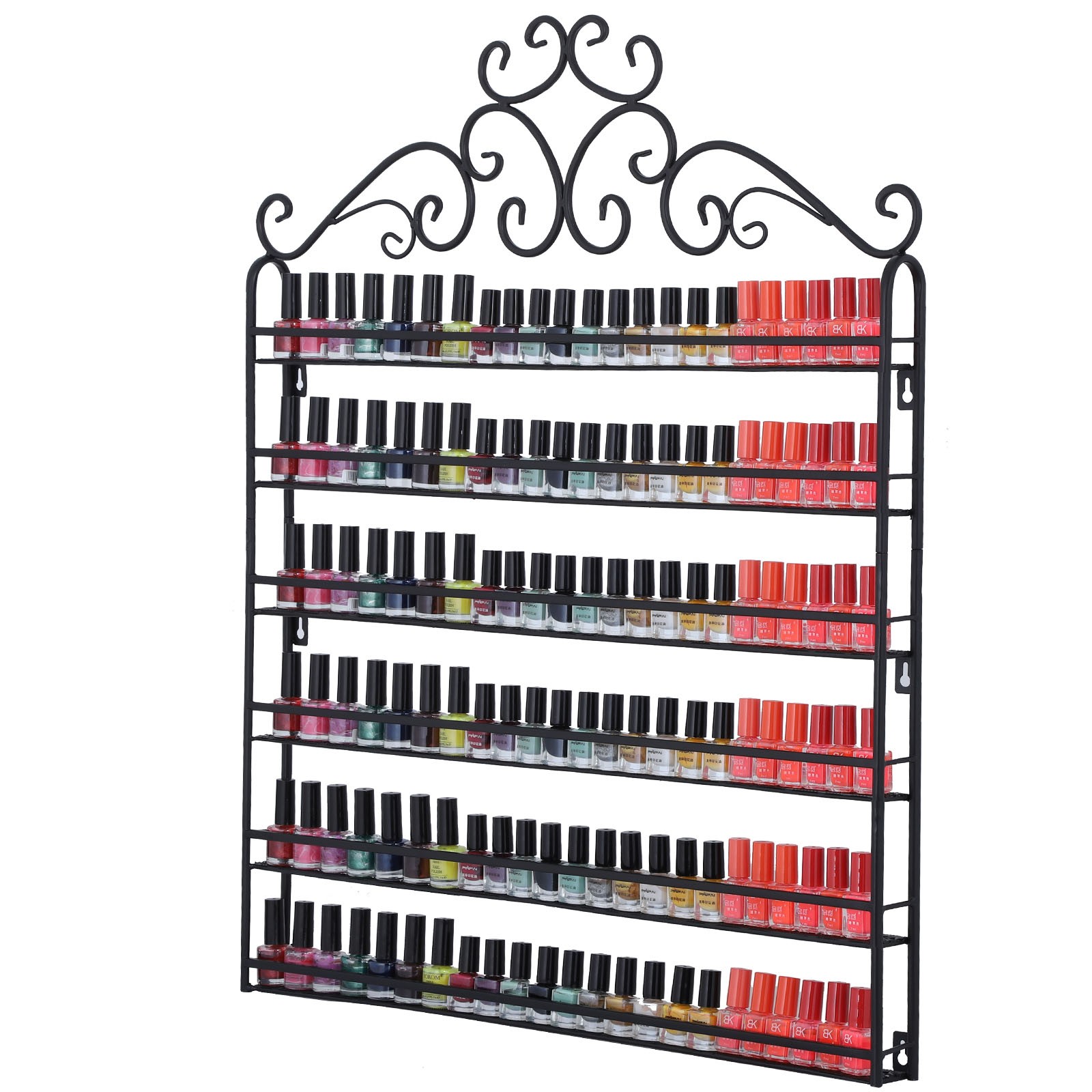 6 TIER Metal Nail Polish Racks Organizer Shelf Black for Home Salon Business Spa
