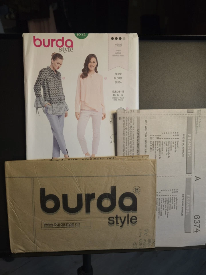 Burda 6374 Tunic Top, Long Sleeves Blouse Size 10-20 UNCUT Womens Sewing Pattern - Image 3 of 3