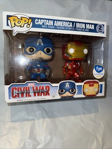 Funko Pop Civil War Captain America Iron Man FYE Exclusive 2 Pack