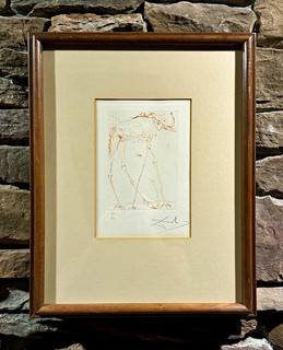 Salvador Dali Signed Numbered Surrealist Figure Drawings Ink Paper Framed